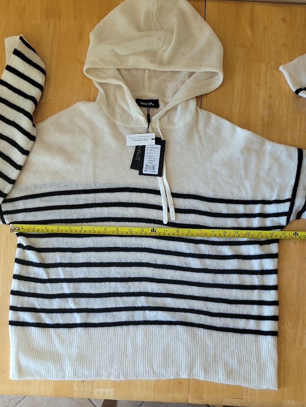 NAADAM Striped Cashmere Oversized Hoodie - Picture 6 of 11